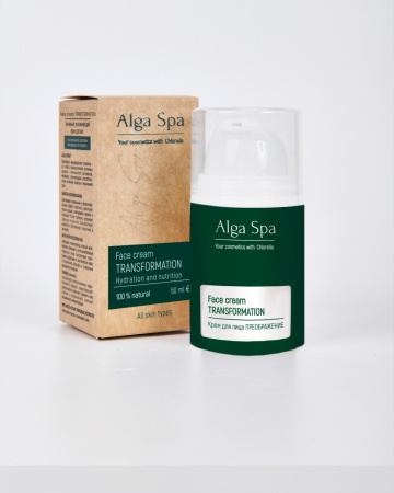 Крем для лица ПРЕОБРАЖЕНИЕ на основе живой суспензии хлореллы Face cream TRANSFORMATION, 50 ml  Alga Spa