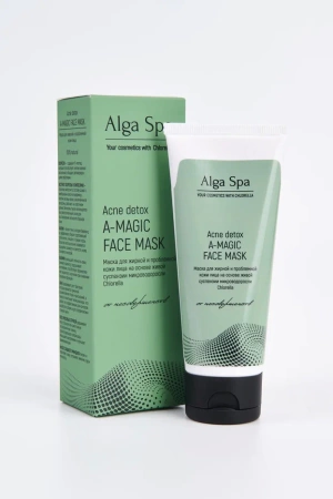 Acne detox A-MAGIC FACE MASK Маска для лица для жирной и проблемной кожи на основе живой суспензии микроводоросли Chlorella. Alga Spa