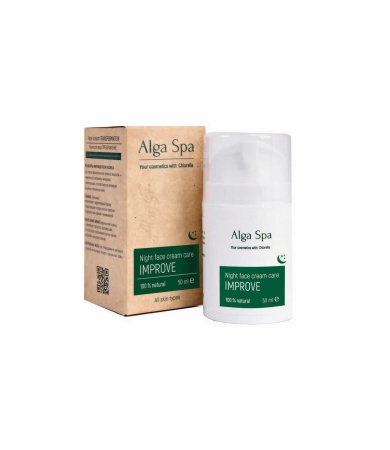 Night face cream care IMPROVE Ночной крем-уход для лица СОВЕРШЕНСТВУЙ! На основе суспензии живой микроводоросли Chlorella 50 ml  Alga Spa