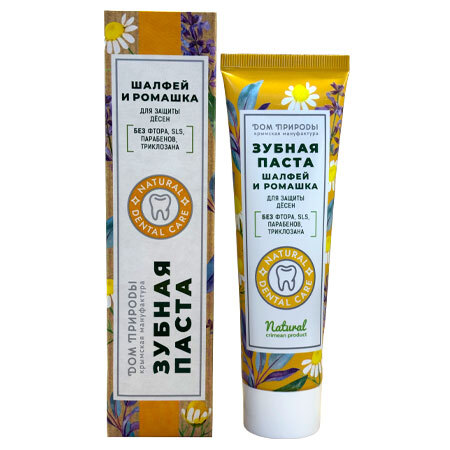 Зубная паста "Шалфей и Ромашка" для защиты десен , 70 гр,  Мануфактура Дом Природы