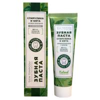 Зубная паста натуральная "Спирулина и Мята" антибактериальная с фтором , 70 гр, Мануфактура Дом Природы