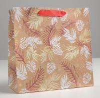 Пакет крафтовый подарочный "Шишки"  22*22*11см