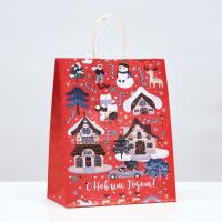Пакет крафт "Пряничный домик" 22х12х27 см