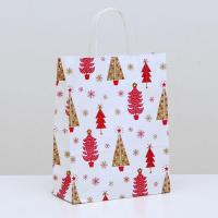 Пакет крафтовый подарочный Волшебный лес 25*32*11см