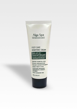 Крем для ног ТОНИЗИРУЮЩИЙ на основе живой суспензии микроводоросли Chlorella FOOT-CARE VENOTONIC CREAM, 50 ml  Alga Spa