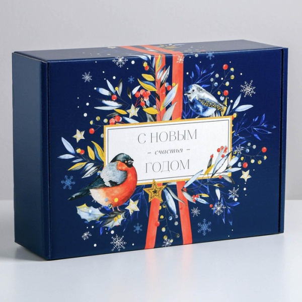 Коробка «Снигирь.С Новым годом», 30,7 × 22 × 9,5 см