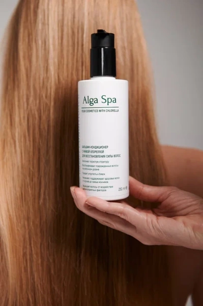 Бальзам-кондиционер с живой хлореллой для восстановления силы волос Hair therapy conditioner, 750 ml  Alga Spa