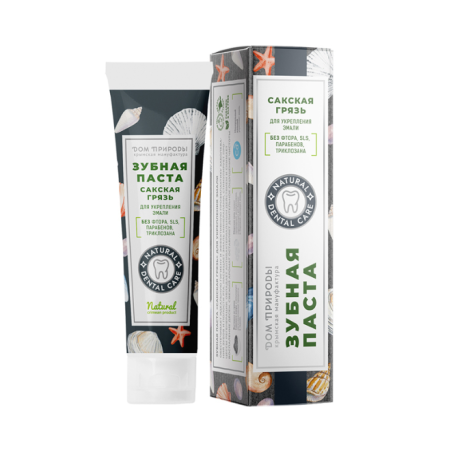 Зубная паста натуральная "Сакская грязь" для укрепления эмали 70 гр, Мануфактура Дом Природы