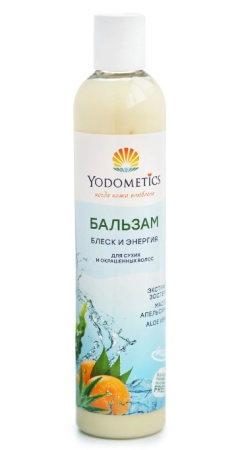 Бальзам для сухих и окрашенных волос  "Блеск и энергия", 350 мл. Yodometics