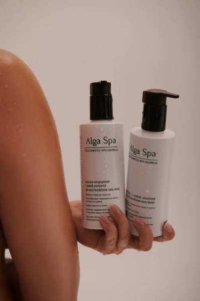 Бальзам-кондиционер с живой хлореллой для восстановления силы волос Hair therapy conditioner, 750 ml  Alga Spa